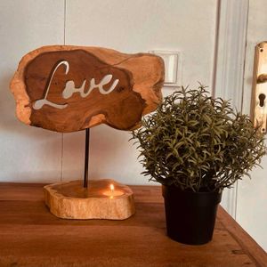 PortaVelas con pequeño panel de madera