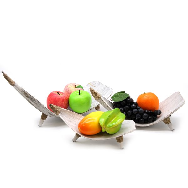 Ensemble de Bols à Fruits en Feuille de Noix de Coco - Blanc Délavé