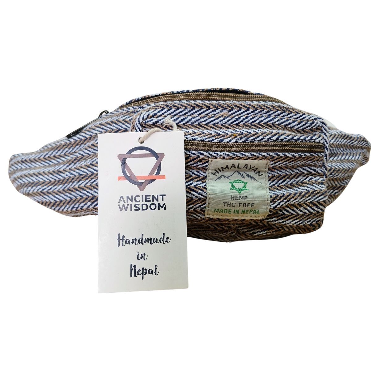 Bolsa tipo cinto em estilo cânhamo e algodão (ou riñonera) - Azul