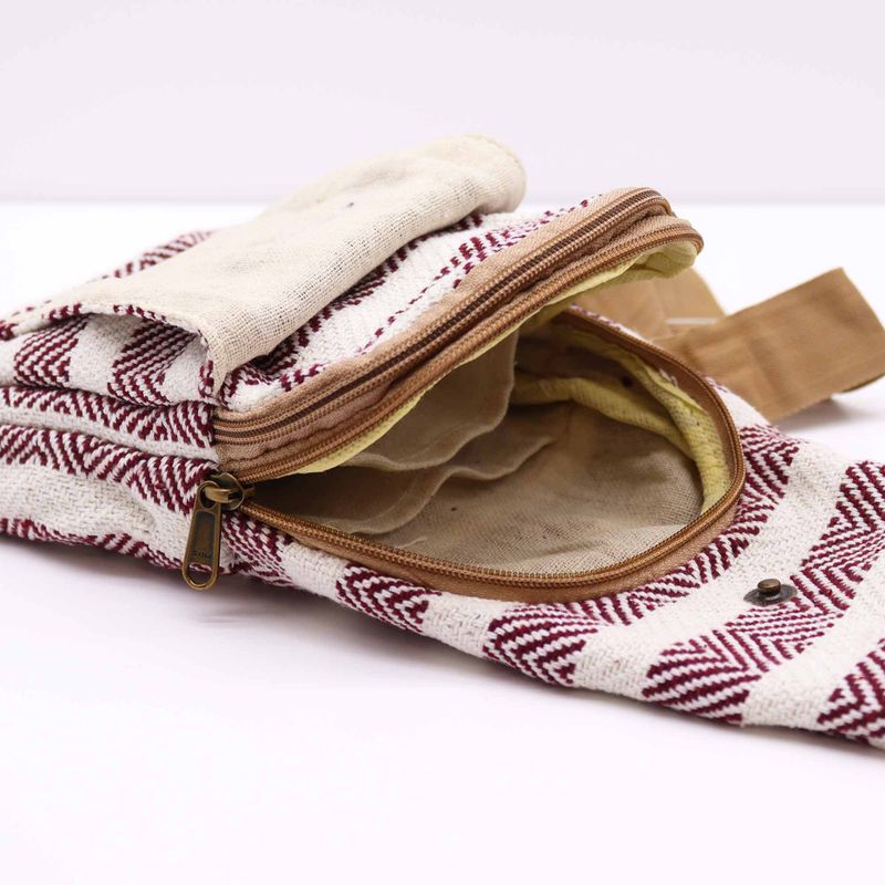 Sac Bandoulière Coton Naturel - Bordeaux & Blanc