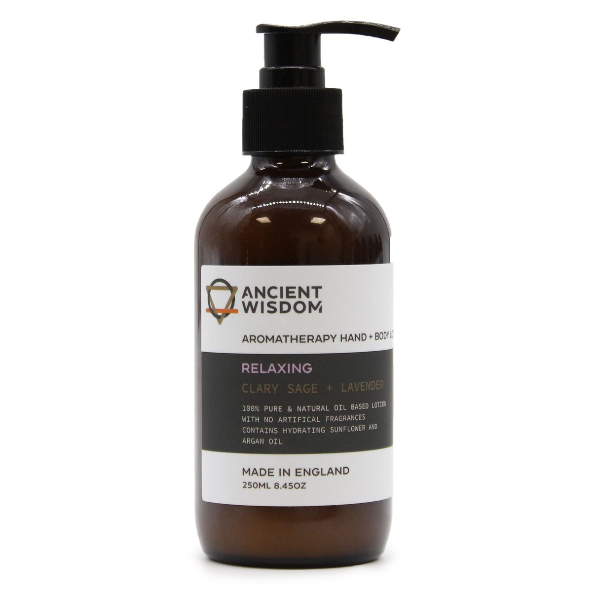 Loção para mãos e corpo de sálvia esclareia e lavanda 250 ml
