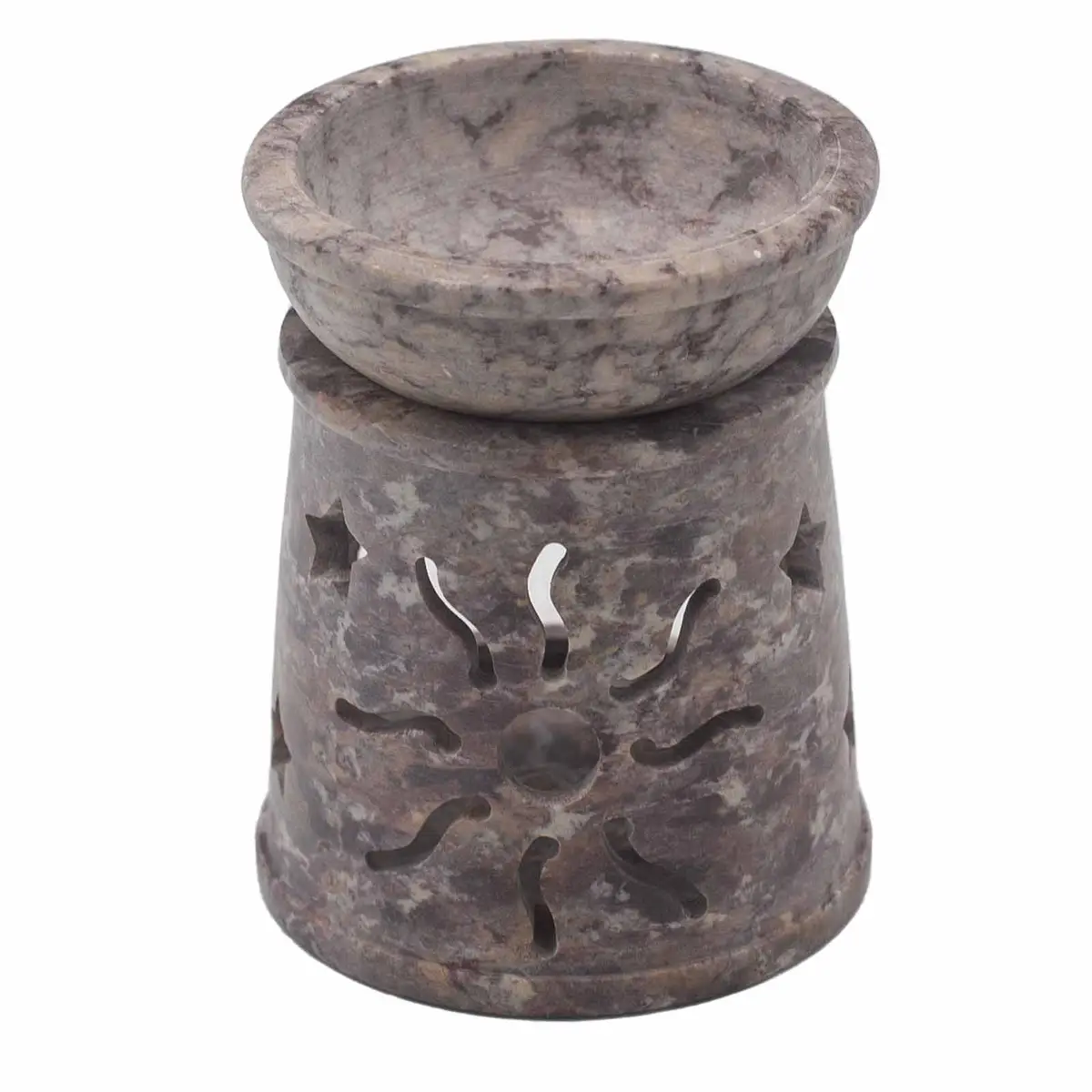 Small Soapstone Oil Burner 8cm - Sun & Stars — Incense Burners · GlowDuty apothecary