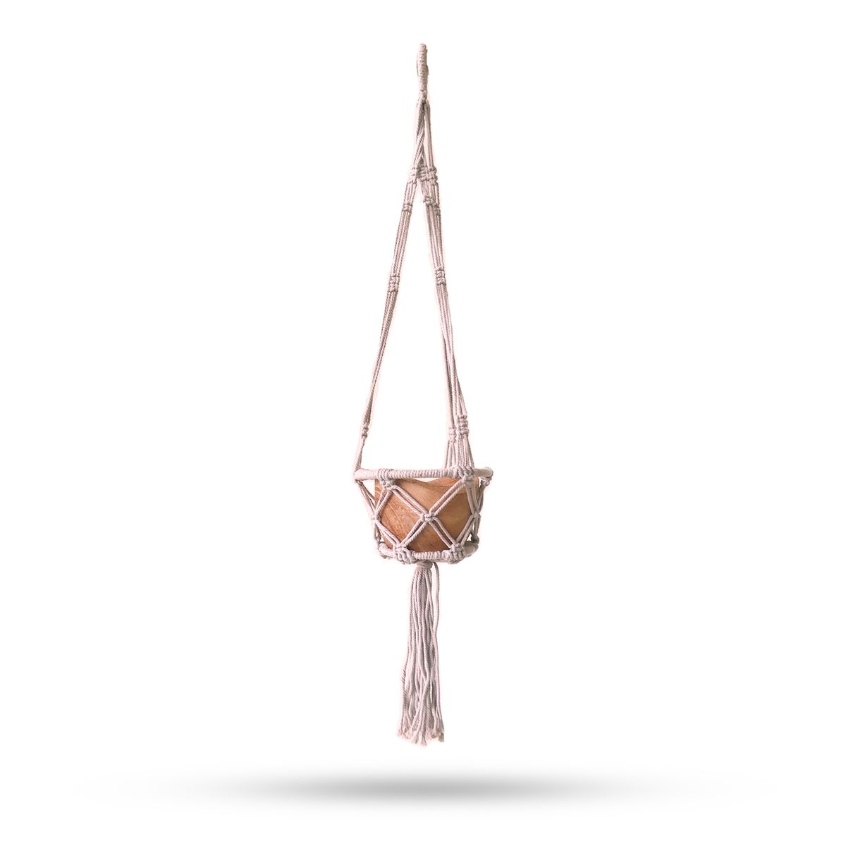 Macetero Pequeno de Macramé - Bege - Aro 16 cm