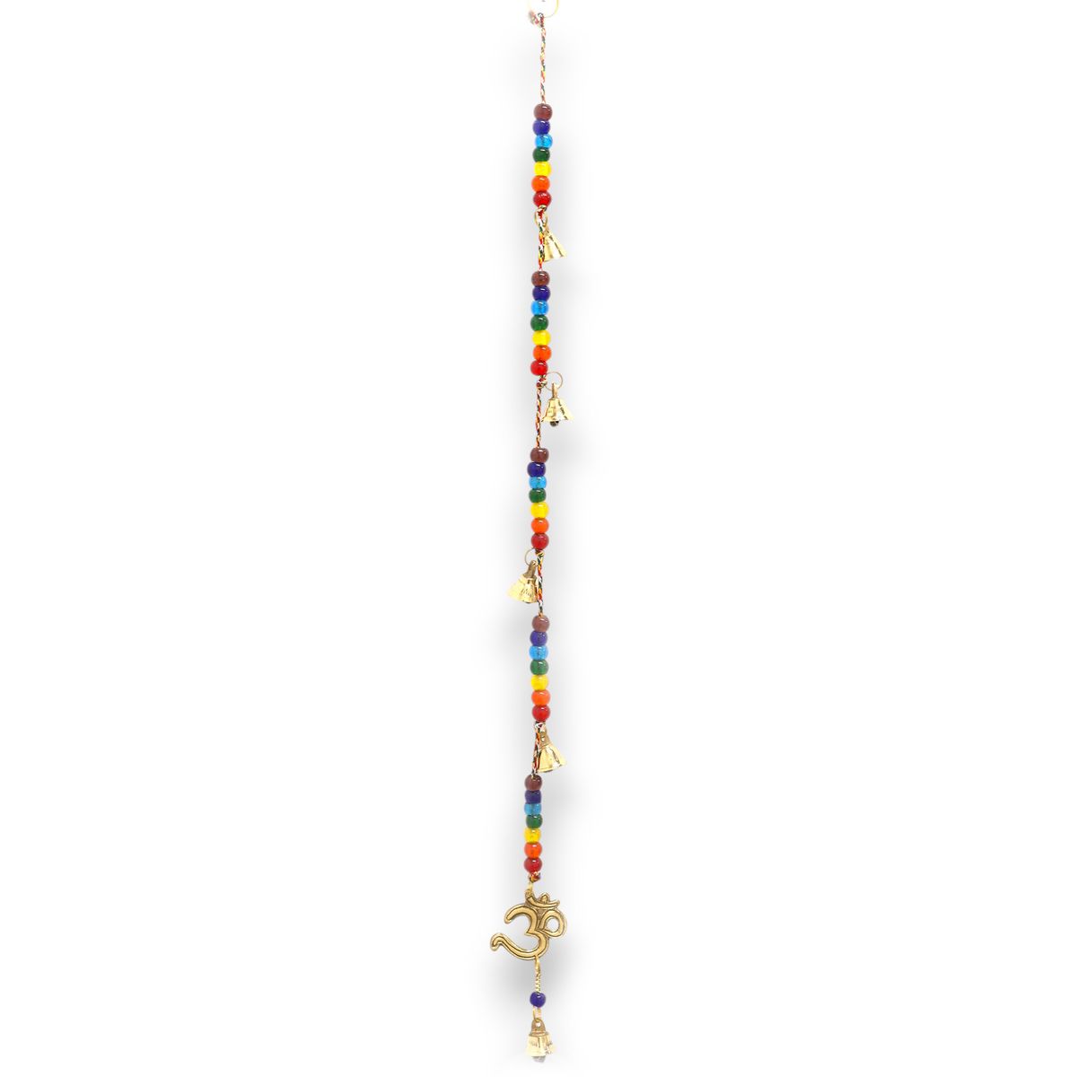 Sinos indianos - OM em latão com contas de chakra Sinos de corda - 53 cm
