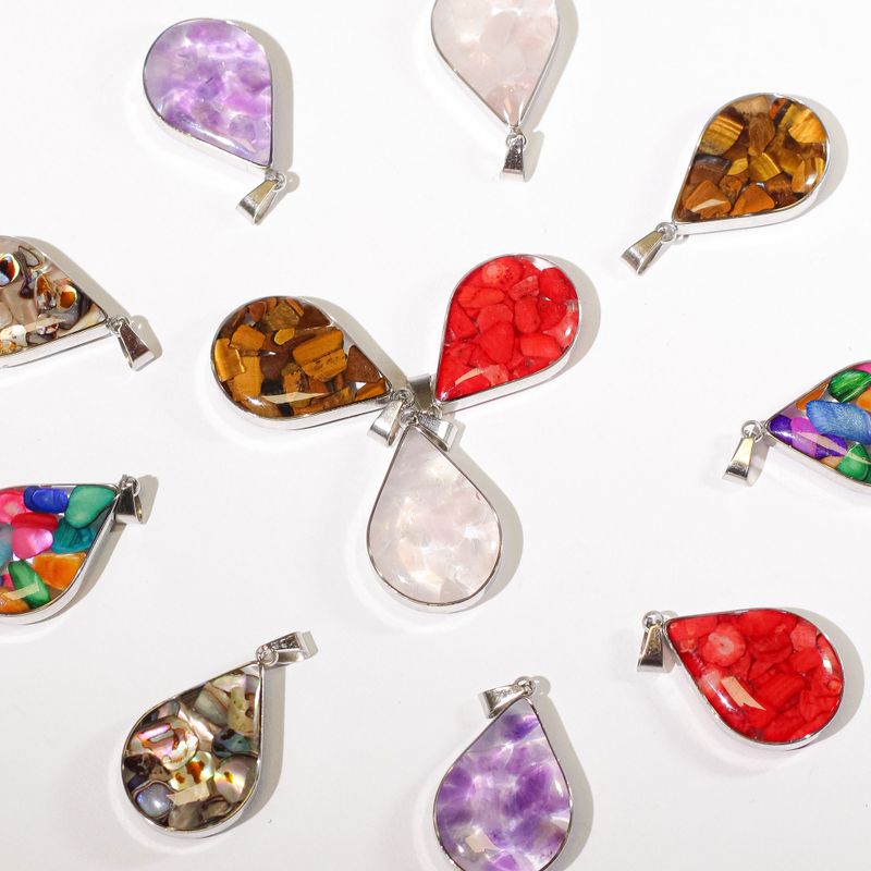 Pendentifs Acier – 12 Gouttes Gemmes & Coquillages
