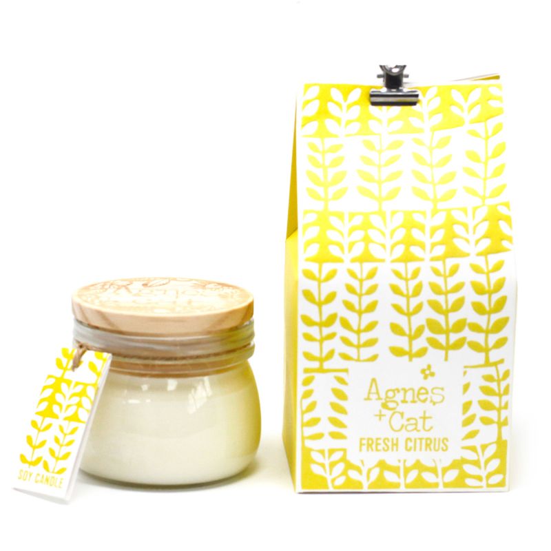 Coffret Cadeau de Bougies en Cire de Soja en Pot de 180 gr - Agrumes
