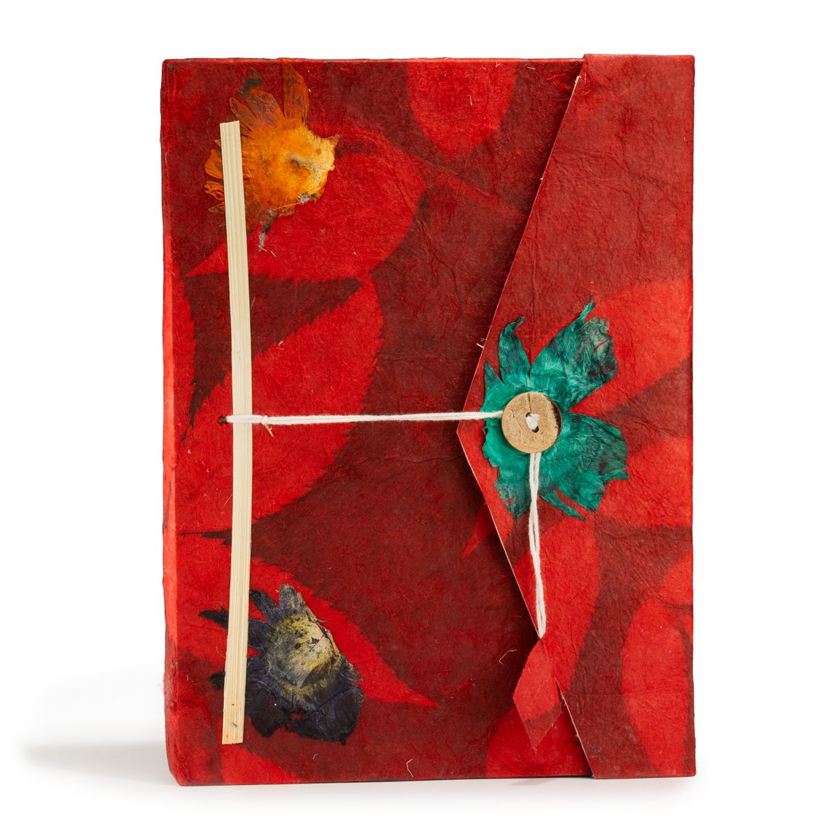 Caderno Lokta Bold Floral – Grande (21x15 cm) – 45 folhas – Inclui marcador – Rubi