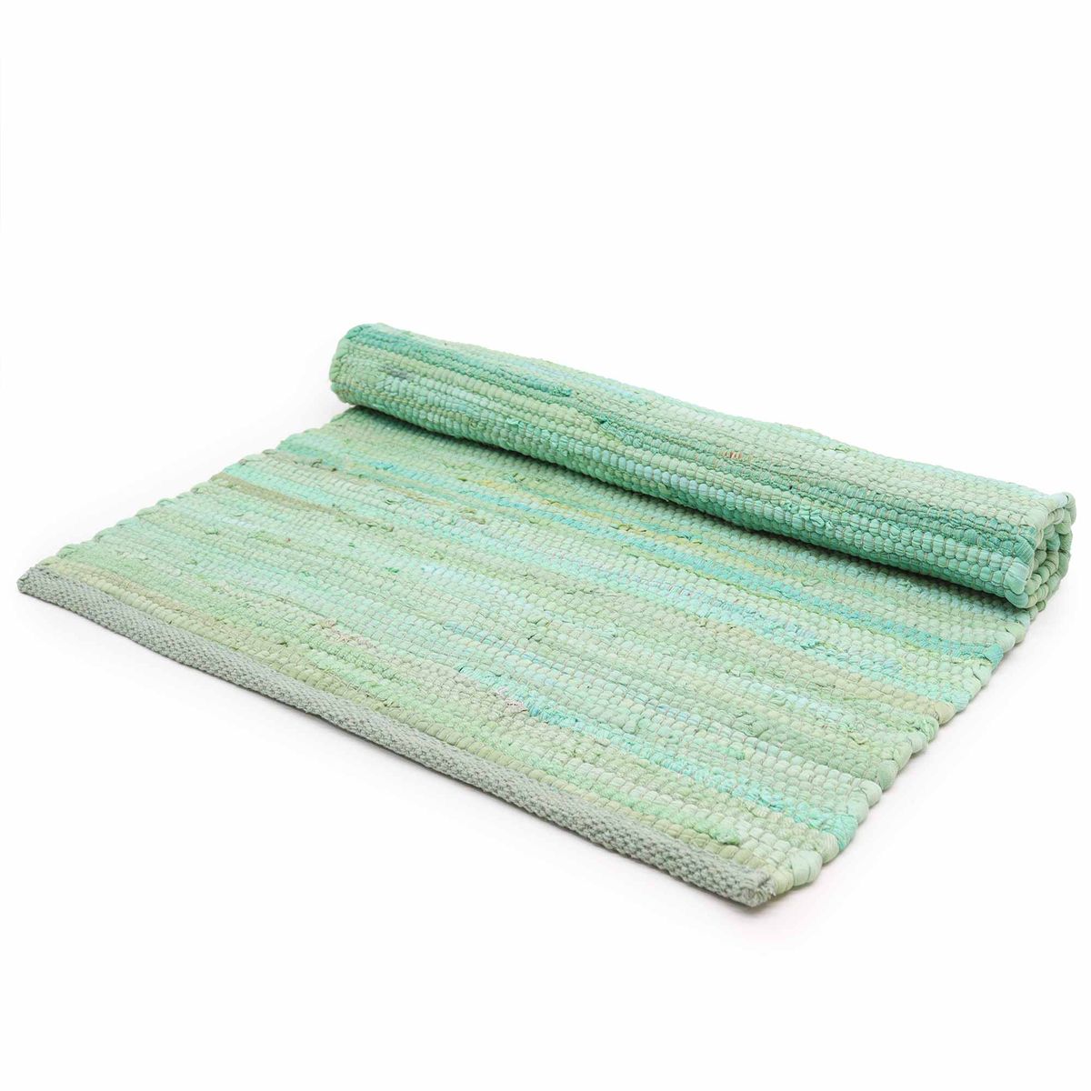 Tapete indiano grande de algodão tecido à mão - 130x170 cm - Verde