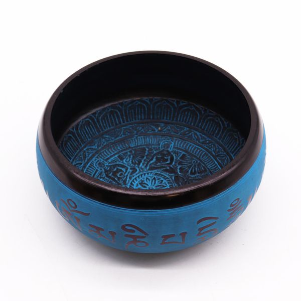Vas Cântător din Pulbere de Pământ - Mantra Albastră a Celor Cinci Buddha - 16 cm