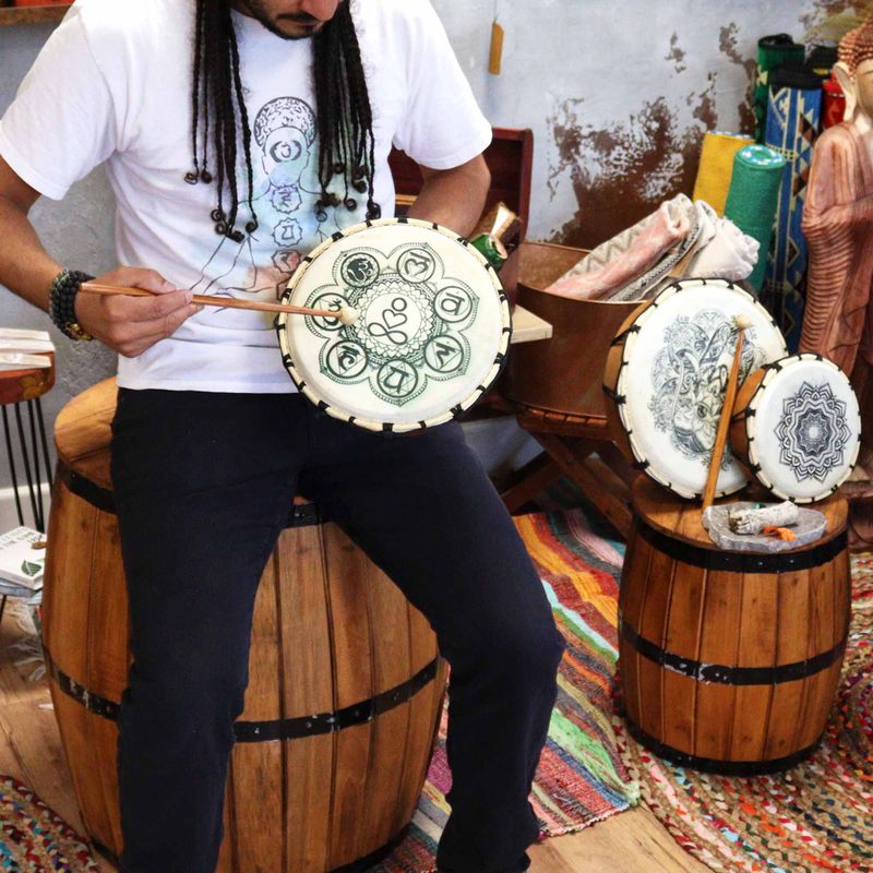 Chakra Shamanic Drum with Stick - 25cm Diameter
