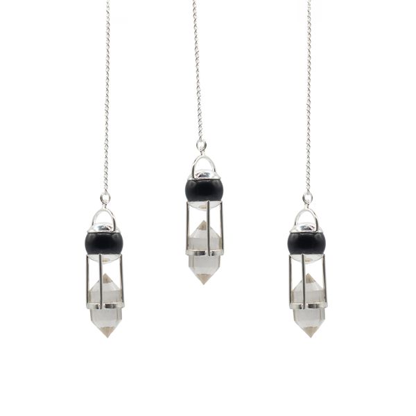 Shadow Seer - Double Power Pendulum - Obsidian Globe - Clear Quartz Double Terminated