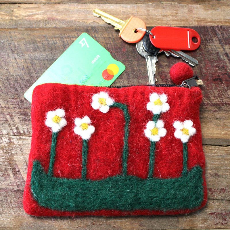 Pochette en feutre naturel (asst) - Fleurs Jardin