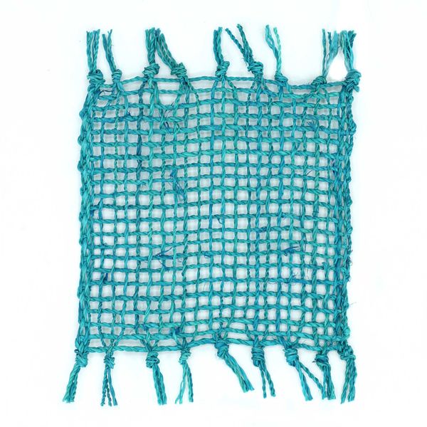 Dessous de verre naturel à franges en jonc de mer - Turquoise