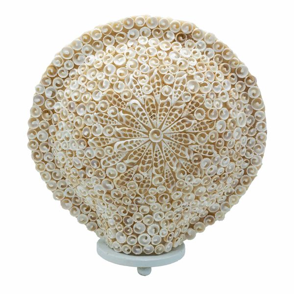 Snäckskalslampa - Stor Rund med Skurna Snäckor - 30cm