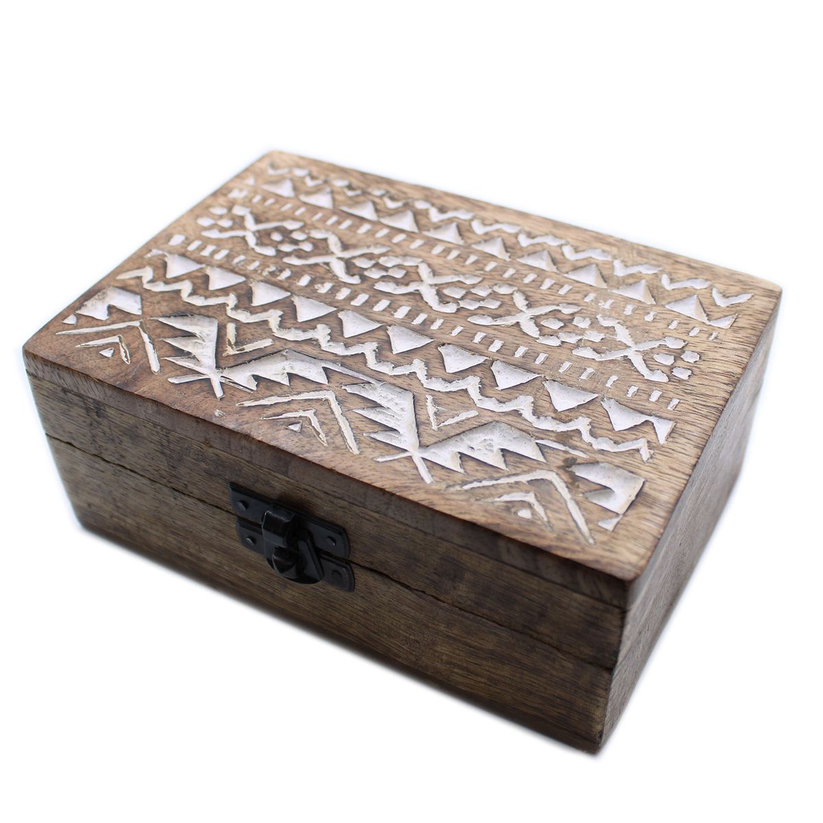 Caixa de madeira branca - 6x4 pastilheira com design eslavo