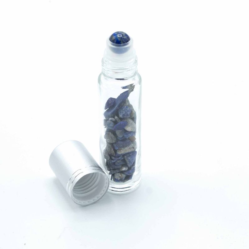 Bouteille Roll-On d'Huile Essentielle avec Gemme - Sodalite - Bouchon Argenté