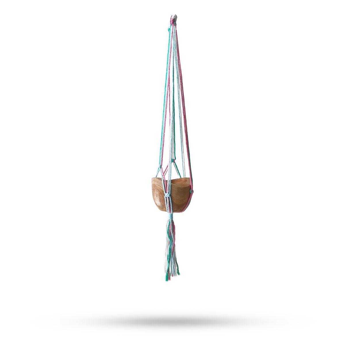 Macetero de Macramé Clássico - Tons Pastel Terraço - Vaso Médio