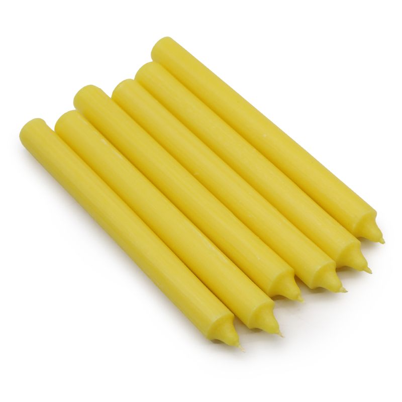 Solid Colour Dinner Candle Set - Pack of 21 - Rustic Lemon