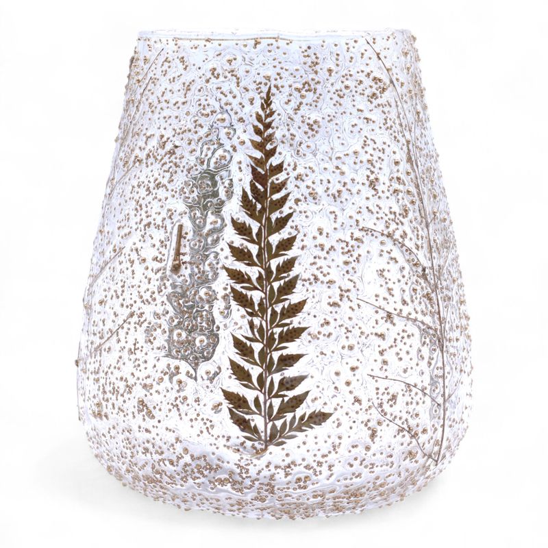 Natural Floral Glass - Large Bowl Candle Holder - Pine - (15x12cm)