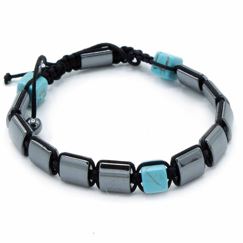 Bracelets Shamballa Hématite Magnétique - Cuboïdes Turquoise