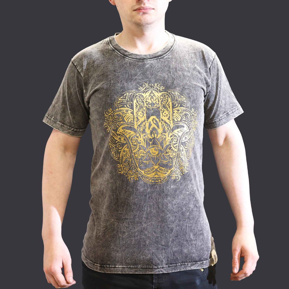 Camiseta Nomad Sari Tamanho Pequeno - Hamsa - Cinza escuro