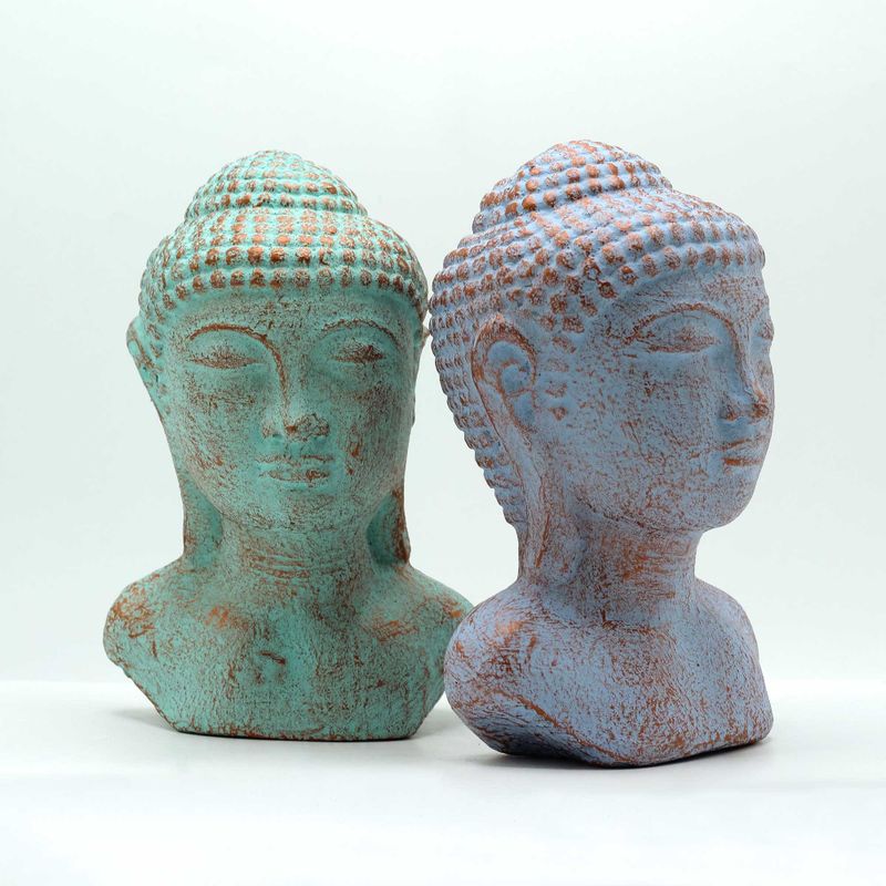 Tête de Bouddha Tranquillité - Vert Cuivre
