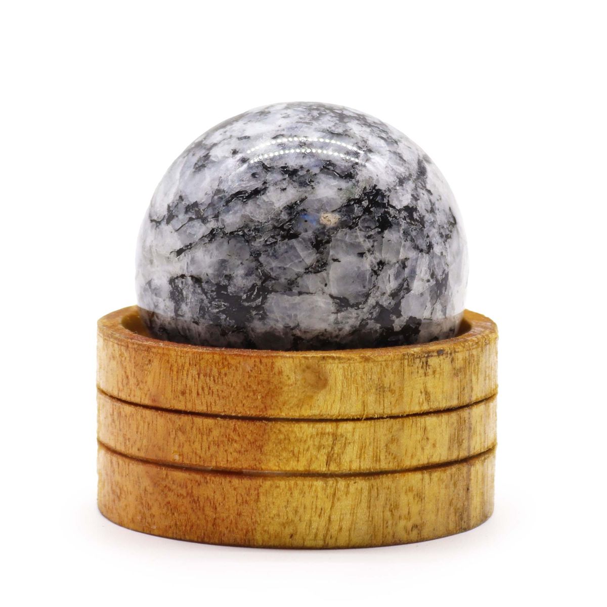 Esfera de cristal de 50 mm - Pedra lunar indiana com suporte
