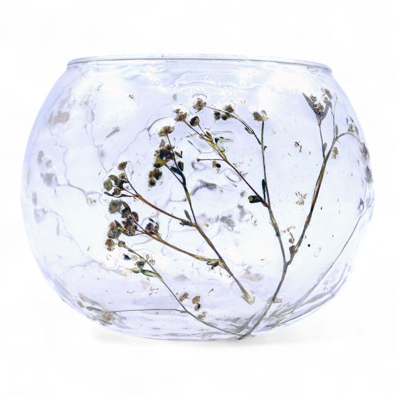 Natural Floral Glass - Bowl Candle Holder - Daisy - (8x10cm)