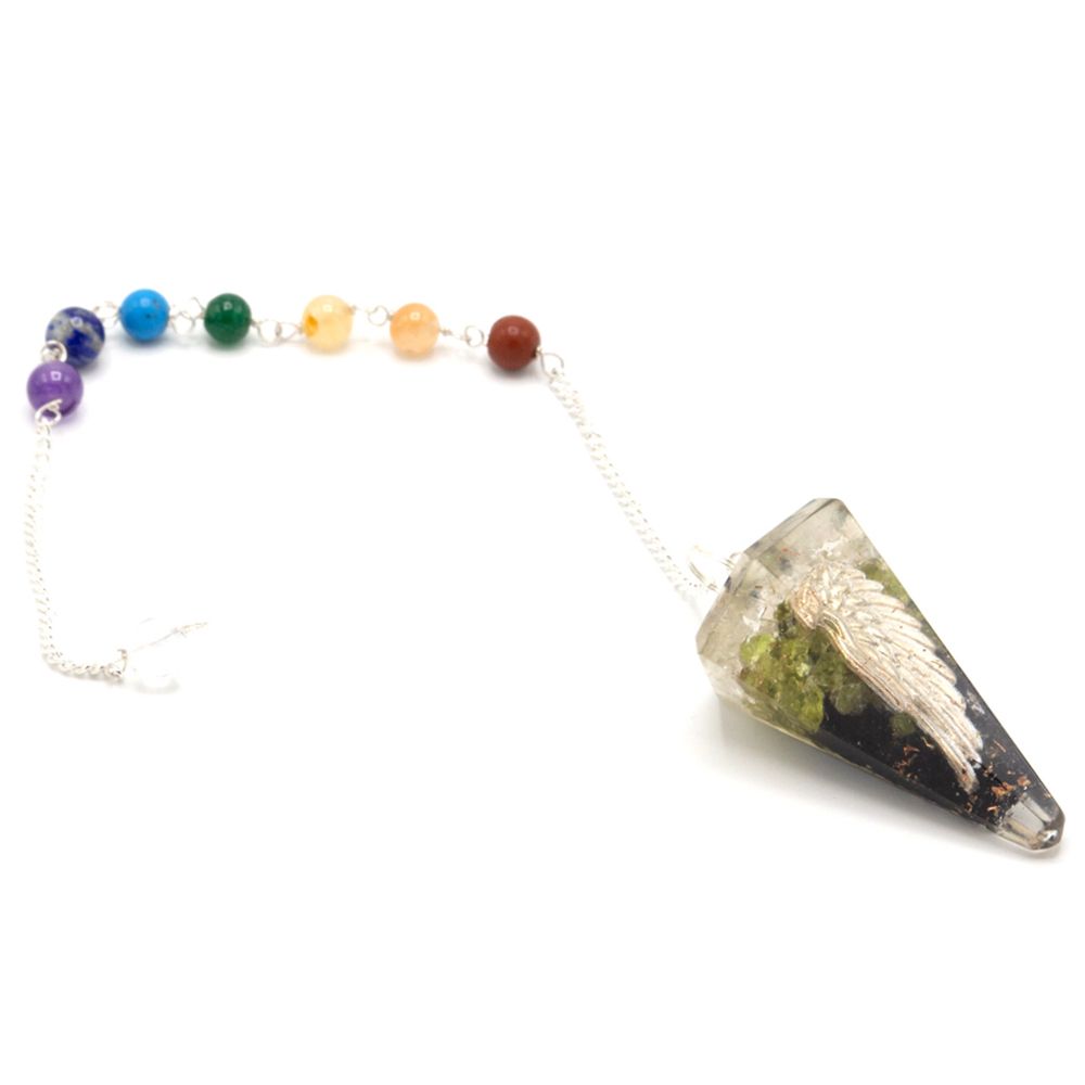 Pêndulo do Chakra do Poder de Orgonita - Asa de Anjo