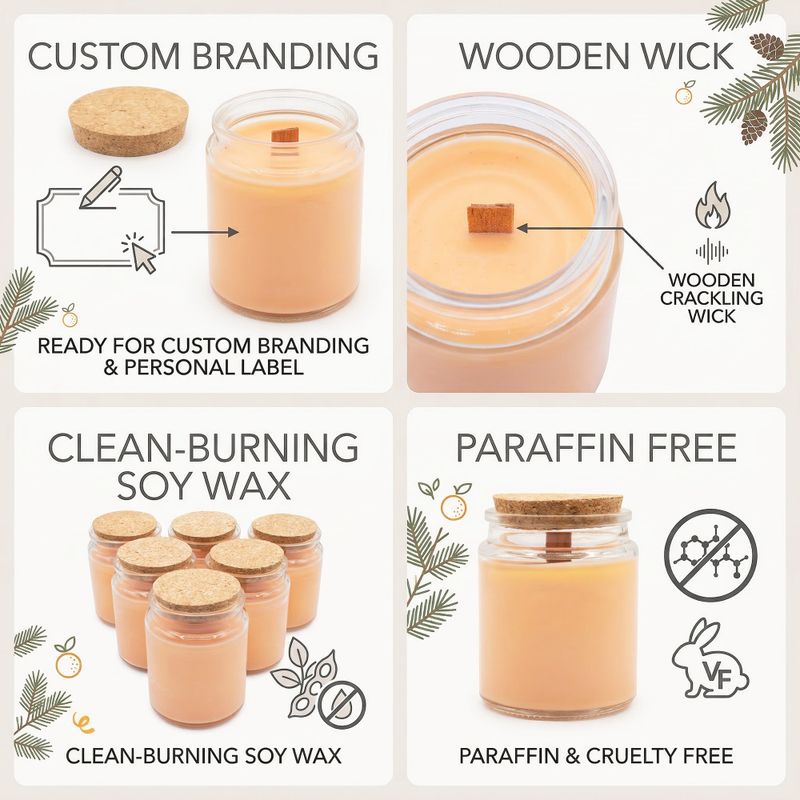 Cоєва Свічка із Дерев’яним Ґнотом - Лісова Свіжість - Без Етикетки