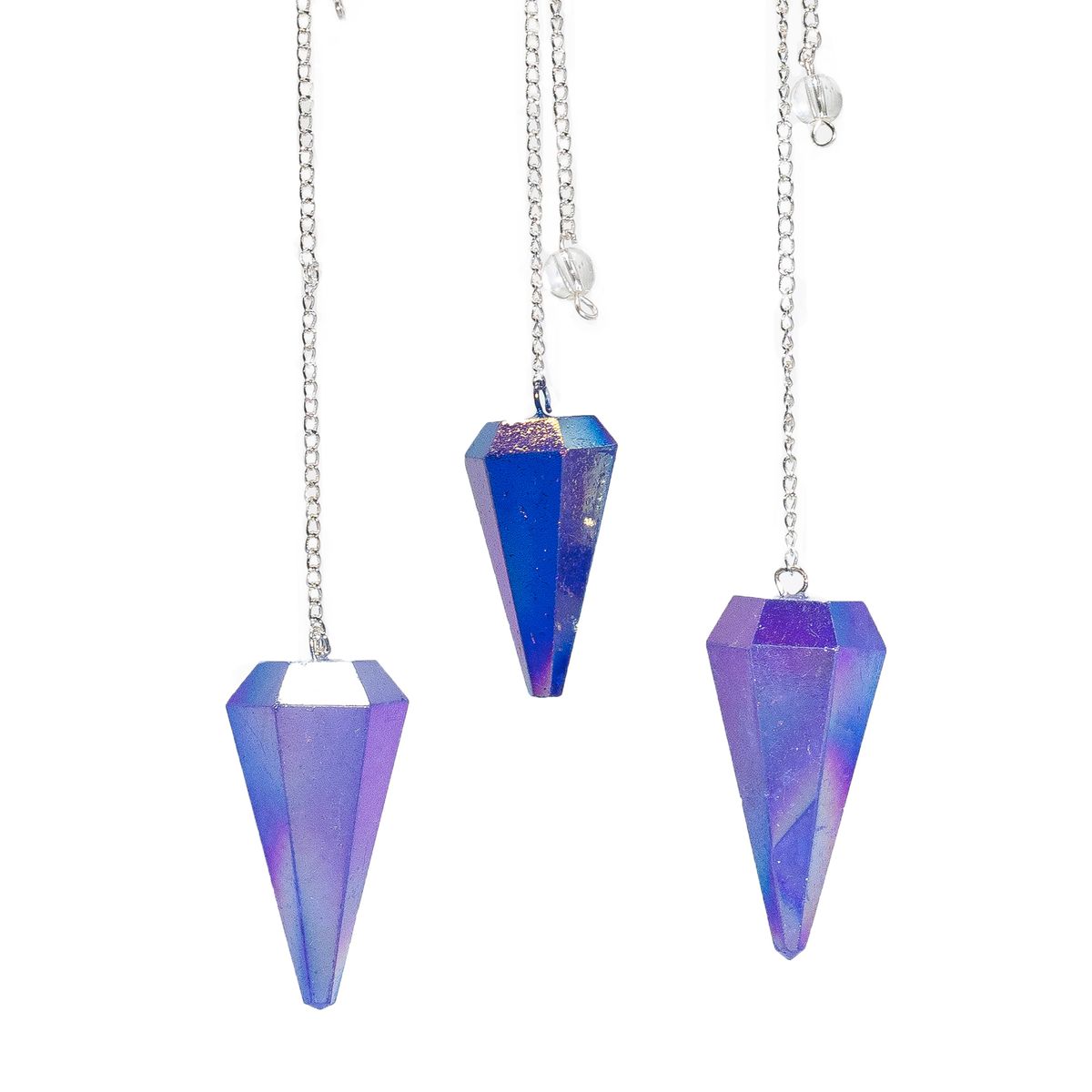 Pêndulo de seis faces - Cristal Aurora Azul - 4 cm
