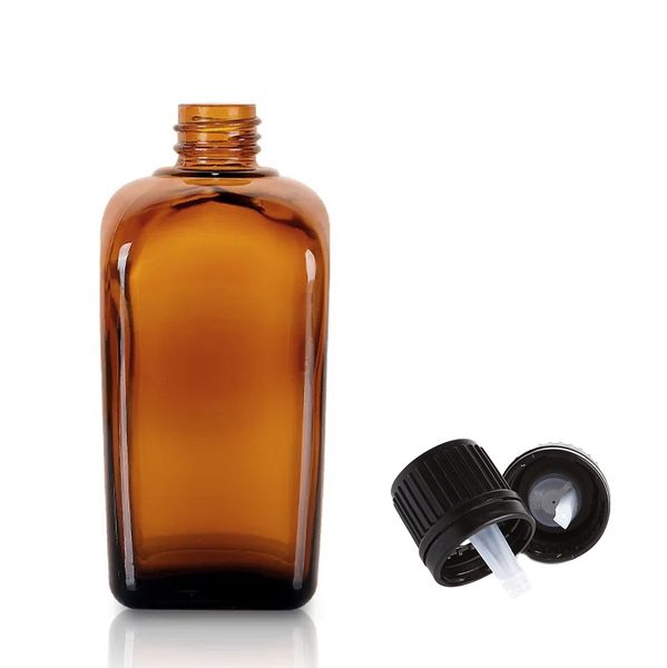 100ml Alkemistflaska i Bärnstensfärgat Glas med Dropparlock