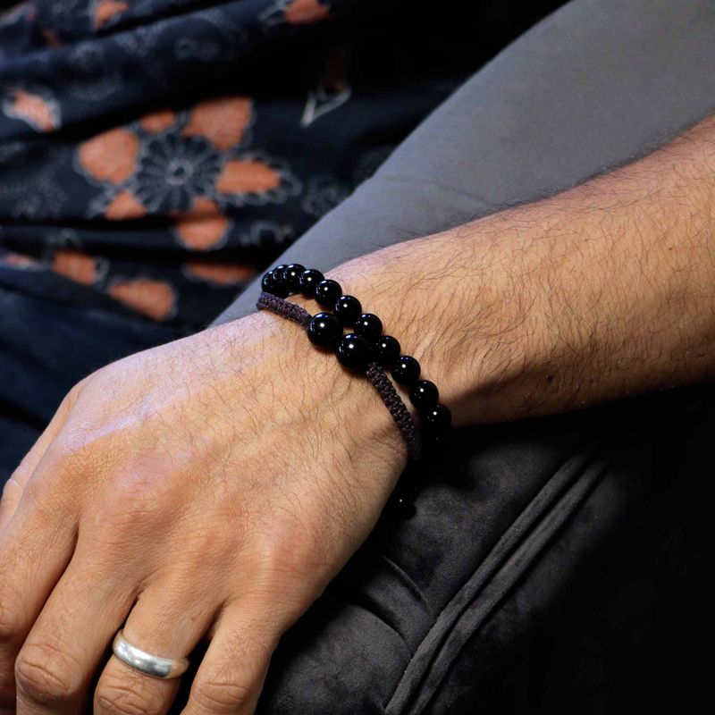 Bracelets de pierres à double pouvoir - Agate noire