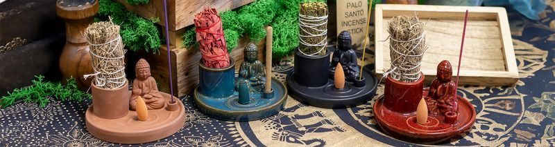 Brûleur d’encens Bouddha multifonction – Style terre cuite naturelle