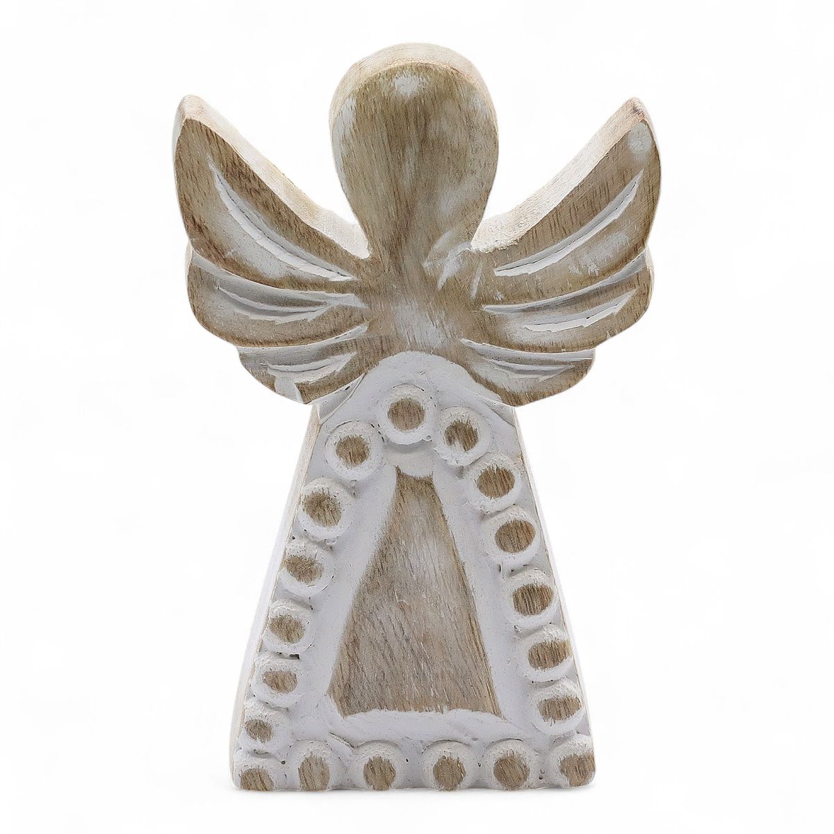 Anjo em madeira de manga - acabamento branco