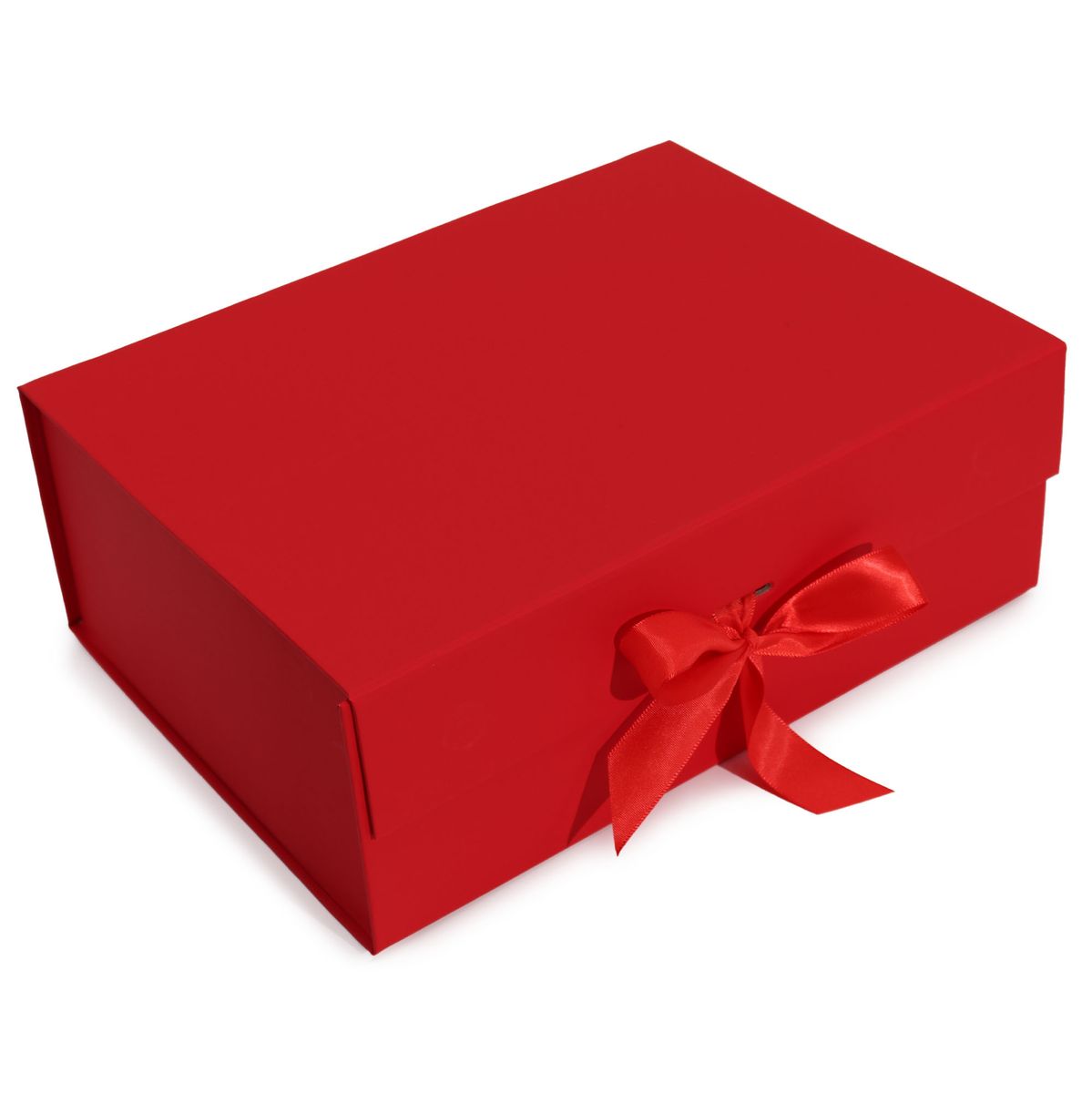 Caixa de presente dobrável com laço - 33 x 25 x 12 cm - Vermelha