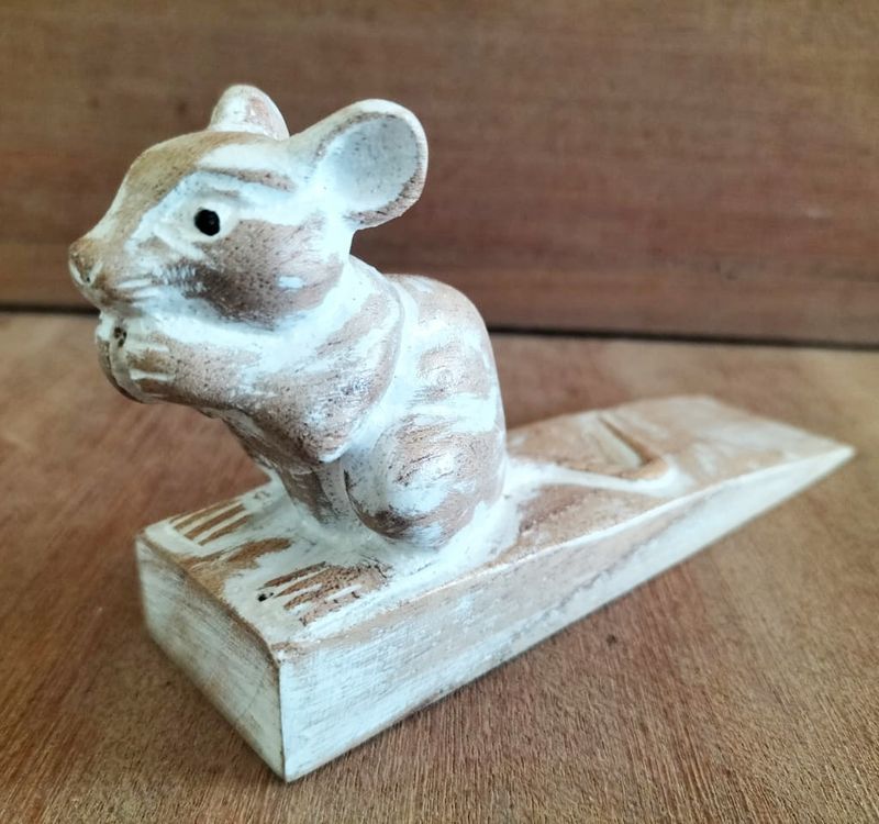 Arrêt de porte sculpté à la main - Souris