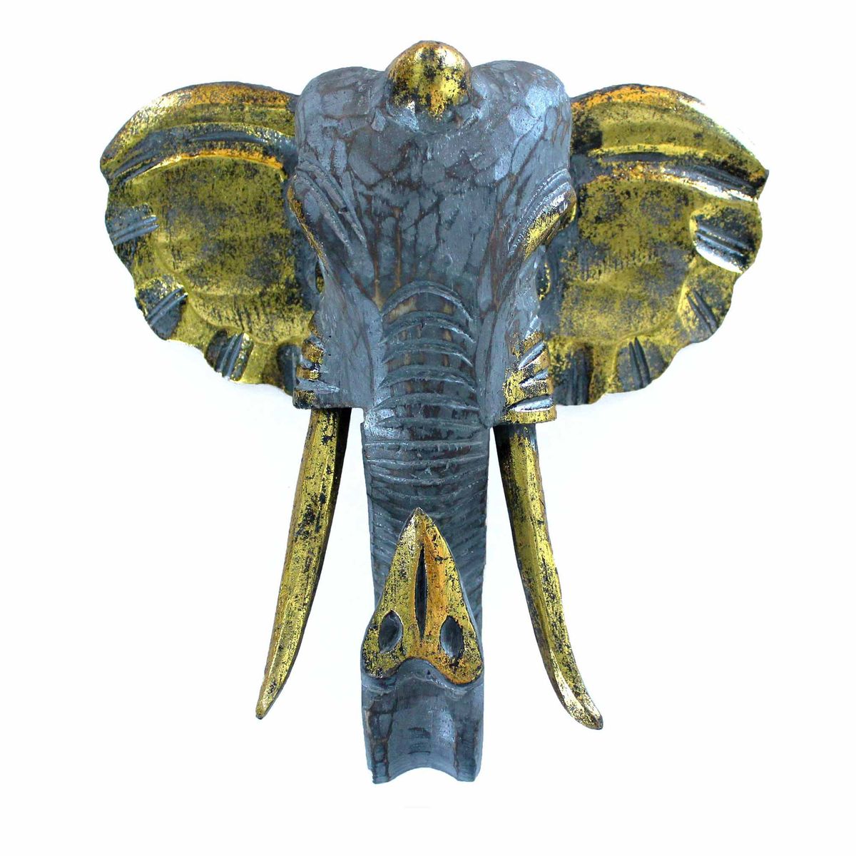 Cabeça Grande de Elefante - Dourado e Cinza