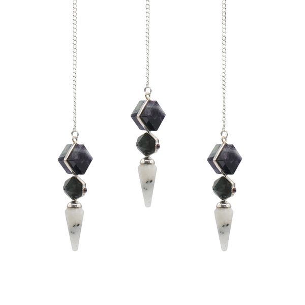 Psychic Gateway Edition - Three Piece Pendulum - Multi Fluorite - Labradorite - Rainbow Moonstone