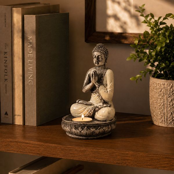 Buddha Gyertyatartó - Fehér - Közepes