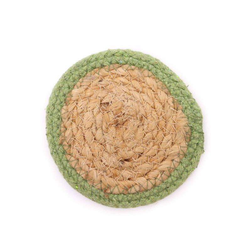 Dessous de Verre Naturel - Jute & Coton 10cm (lot de 6) Couleurs mélangées dans panier