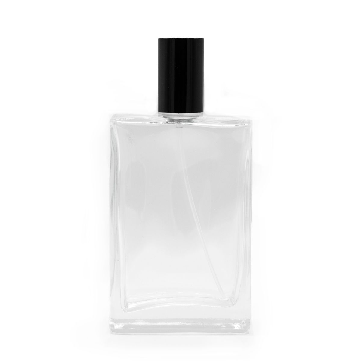 Frasco quadrado grosso de 100 ml, pulverizador preto e tampa