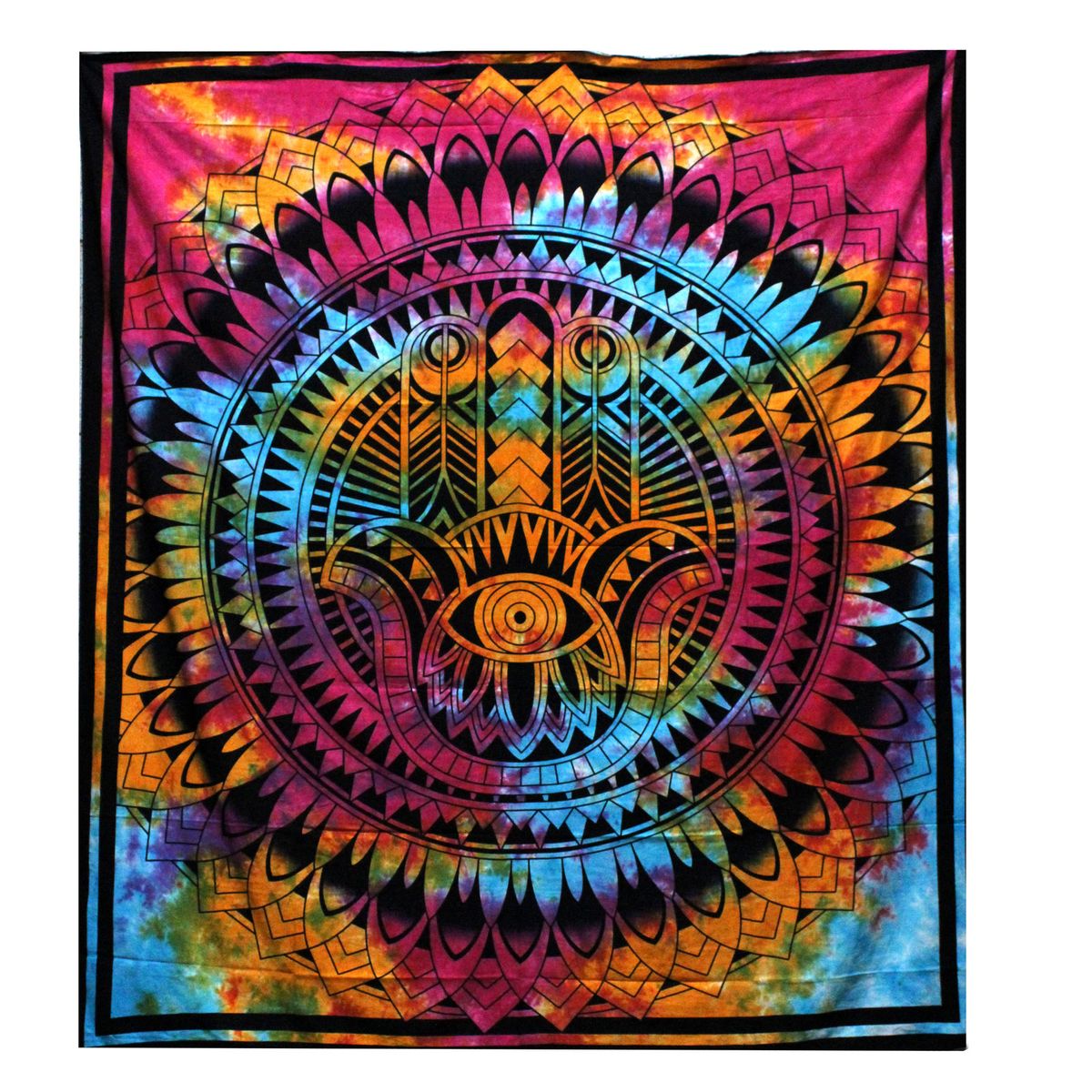 Colcha de casal em algodão + tapeçaria - Hamsa