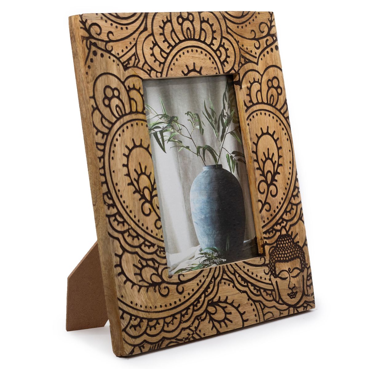 Moldura Grande em Madeira de Manga (para 13x18 cm) 28x23x2 cm - Buda Preto