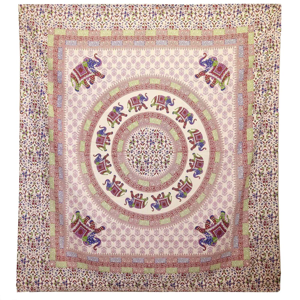 Tapete de Parede - Mandala Elefante - Violeta/Azul sobre Creme