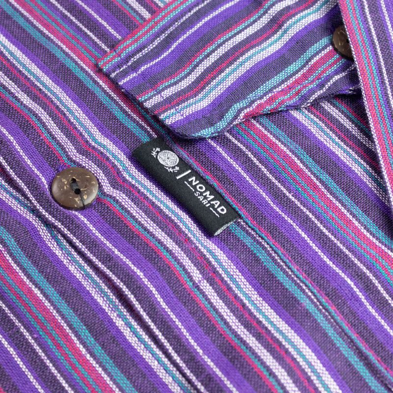 Nomad Sari Grandad Camisa - Negro Púrpura - Mediano