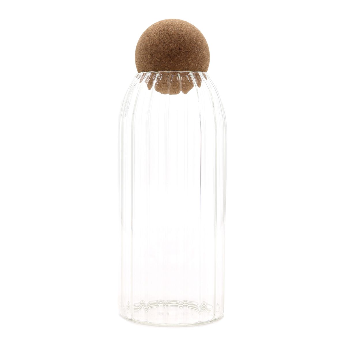 Frasco de vidro Cottage com bola de cortiça - Canelado - 20 cm