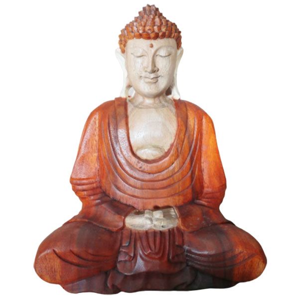 Estátua de Buda Esculpida à Mão - 30 cm Mãos para Baixo