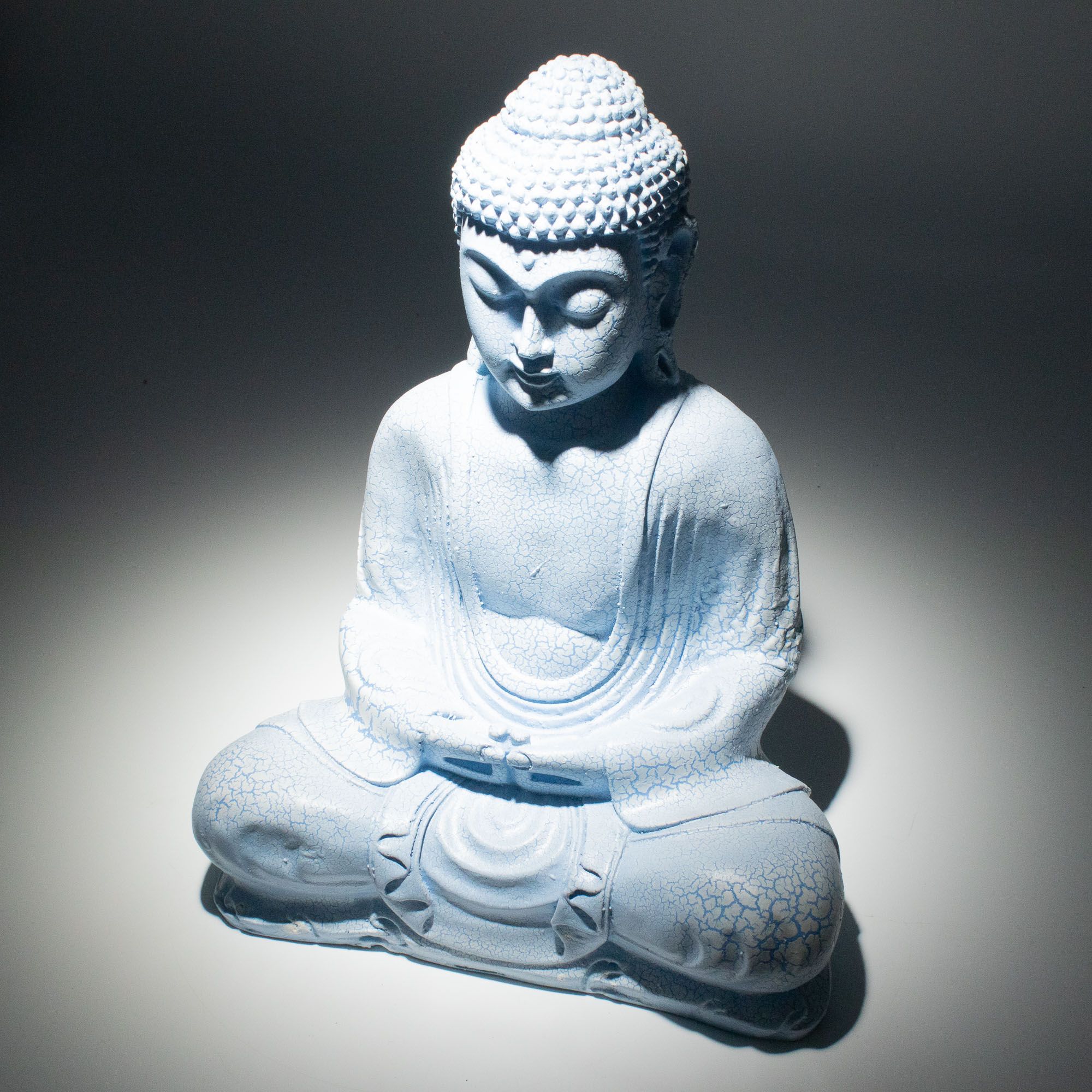 Meditačné Tienidlo s Budhom - Belaso Modré - Oválny Podstavec