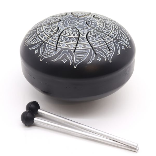 Tambour Tongue Drum en Acier OM Mandala Gravé - 16 cm